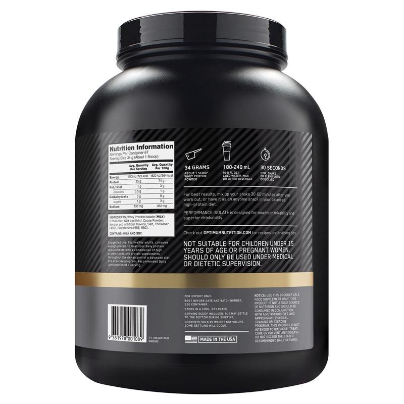 欧普特蒙 Optimum Nutrition 分离乳清蛋白粉 巧克力奶昔味 2.28kg
