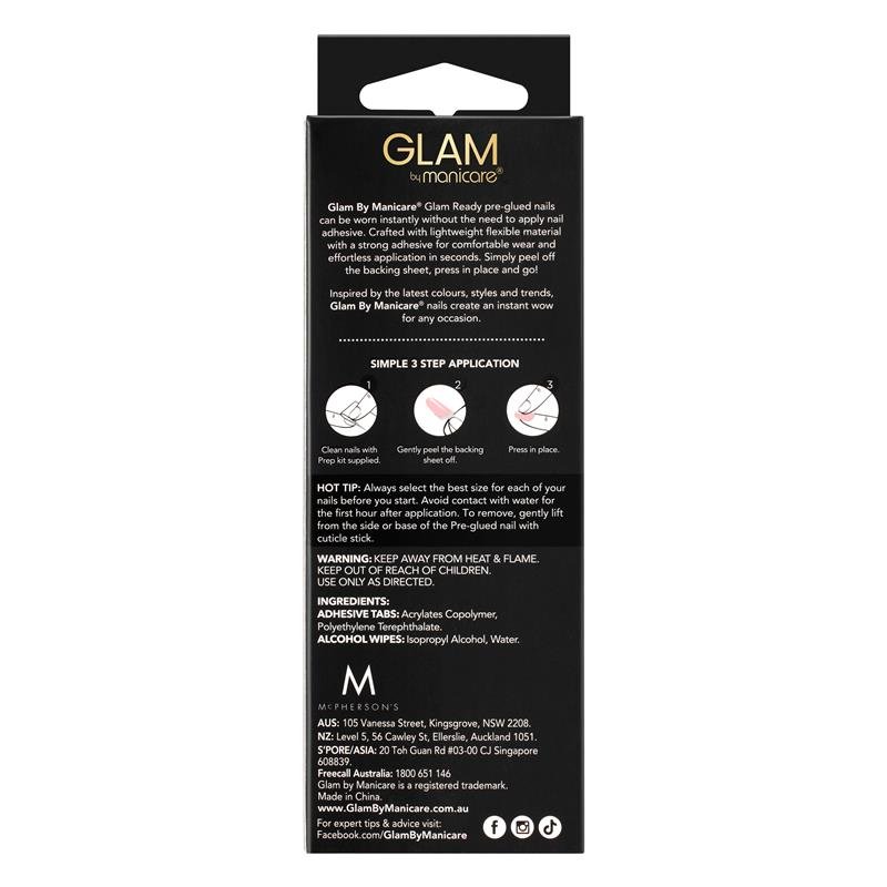Glam By Manicare Glam Ready Pre-Glued Nails Rose Petal Jelly 30 Pieces