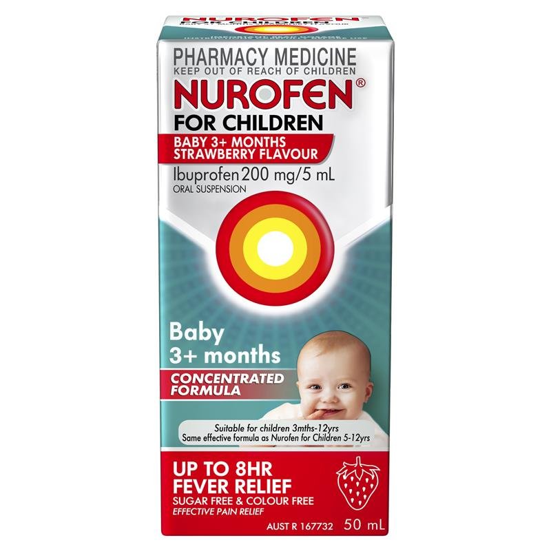 Nurofen 儿童美林 3个月以上婴幼儿 布洛芬退烧止痛混悬液 200mg/5mL 草莓味 50ml