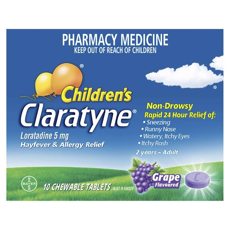 Children's Claratyne 儿童开瑞坦抗过敏咀嚼片 葡萄味 10片(2岁以上)