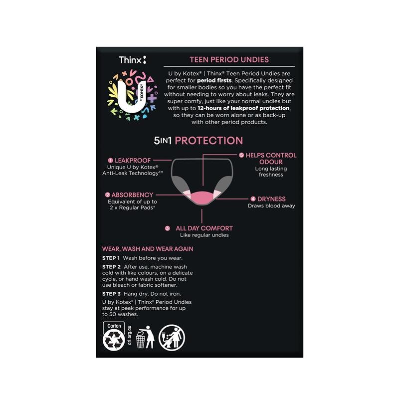 U by Kotex Thinx 少女经期内裤 Y10-12码 1条装