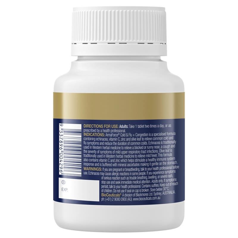 BioCeuticals ArmaForce Cold & Flu + Congestion 60 Tablets