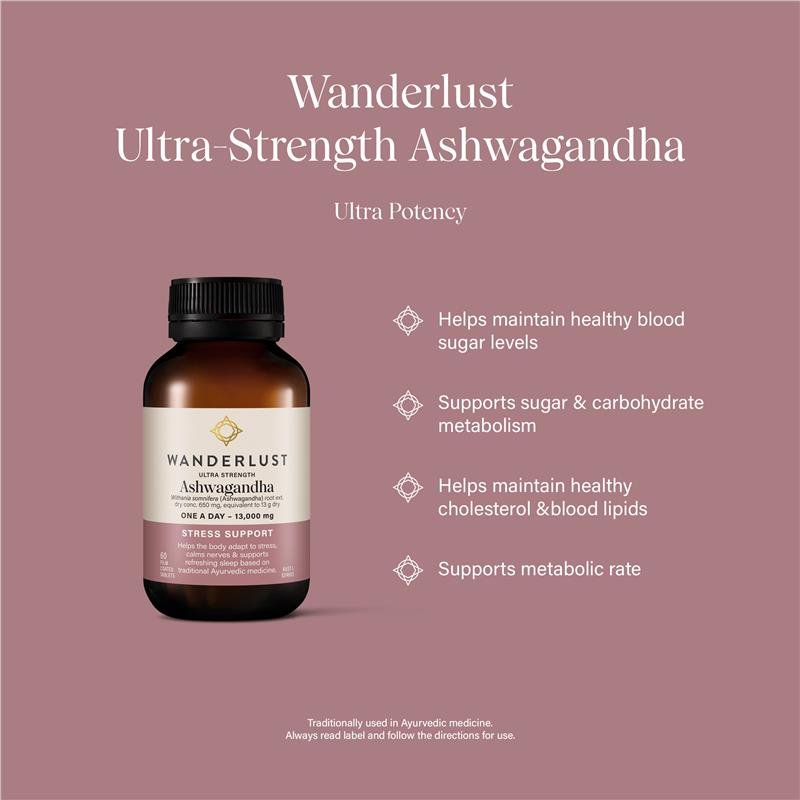 Wanderlust Ultra Strength Ashwagandha 1.3g 60 Tablets