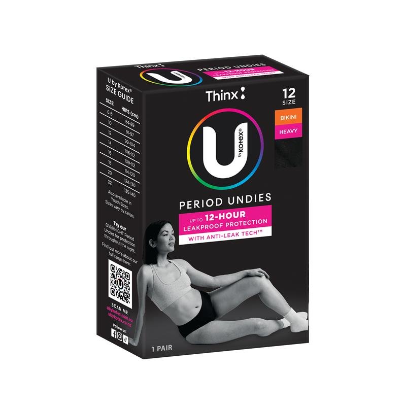 U by Kotex Thinx Period Undies Bikini Cut Size 12 1 Pack