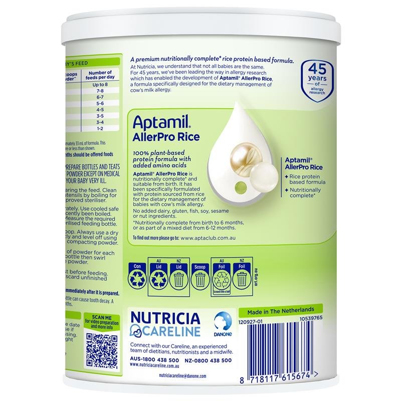Aptamil Allerpro Rice Allergy Premium Infant Formula From Birth 800g