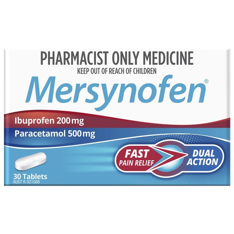 Mersynofen Pain Relief Tablets with Paracetamol + Ibuprofen 30 Pack (S3)