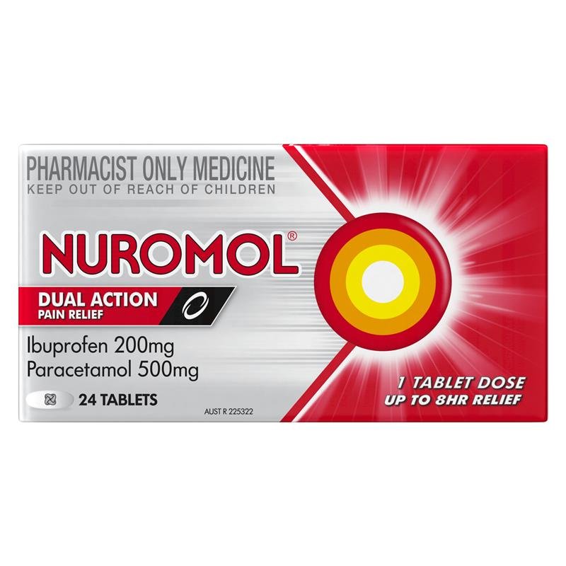 Nuromol Strong Pain Relief 200mg/500mg Tablets 24 - Ibuprofen + Paracetamol (S3)
