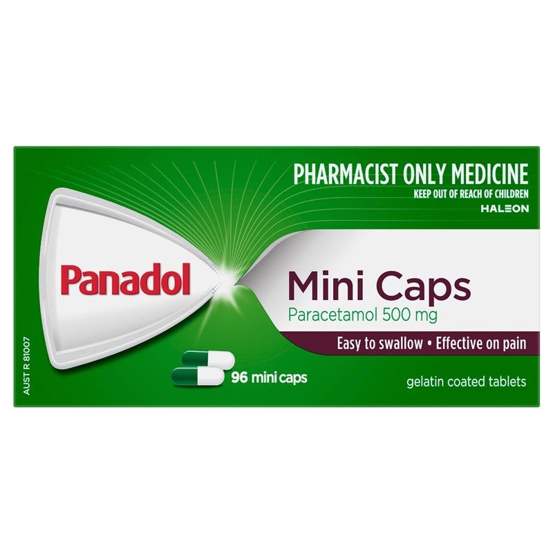 Panadol Paracetamol Pain Relief Mini Capsules 96 Capsules