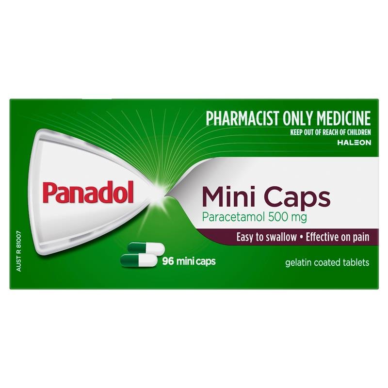 Panadol Paracetamol Pain Relief Mini Capsules 96 Capsules