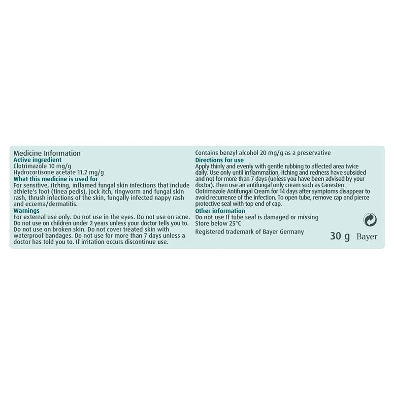 Canesten Extra 1% Cream 30g - Clotrimazole + Hydrocortisone (S3)