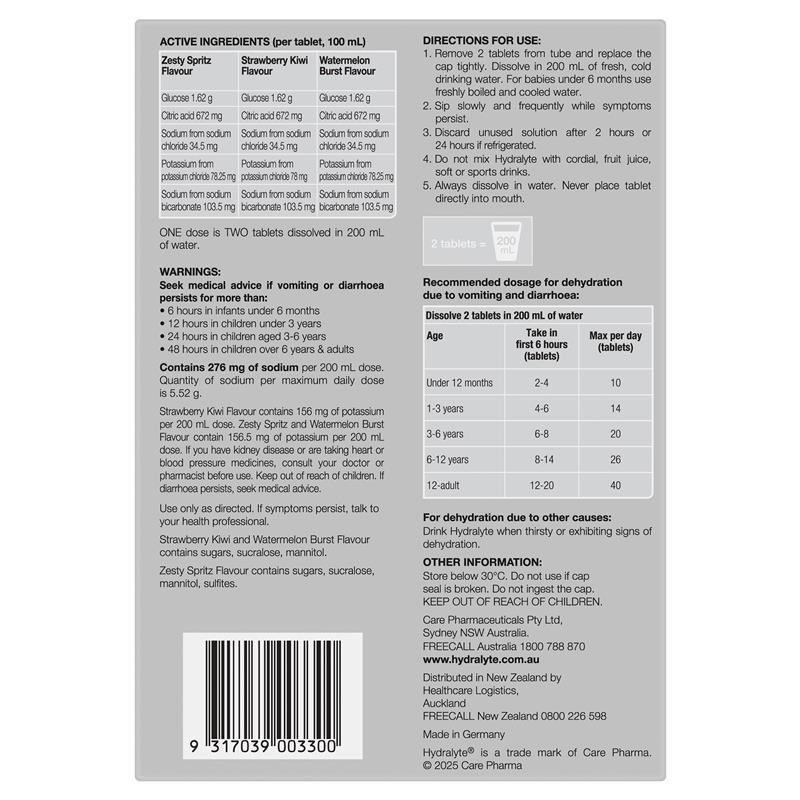 Hydralyte Juicy Fruits Multi-Flavour 60 Effervescent Tablets