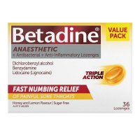 Betadine 麻醉型咽喉含片 蜂蜜柠檬味 36粒