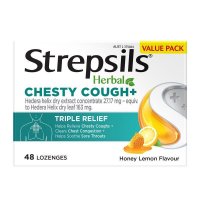 Strepsils Herbal Chesty Cough+ Lozenges Honey Lemon 48 Pack