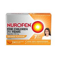 Nurofen 儿童7岁+止痛退热咀嚼胶囊 布洛芬100mg 橙味 24粒