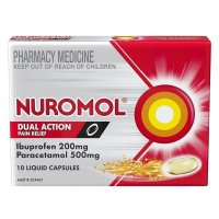 Nuromol 强效复方止痛软胶囊 布洛芬200mg/对乙酰氨基酚500mg 10粒