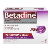 Betadine 喉咙痛麻醉润喉含片 莓味 16粒