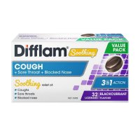 Difflam Soothing Cough + Sore Throat + Blocked Nose Blackcurrant 32 Lozenges