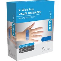 Aero 加宽蓝色可视创可贴 30片