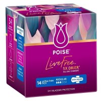 Poise LiveFree 普通型失禁护理垫 带护翼 14片