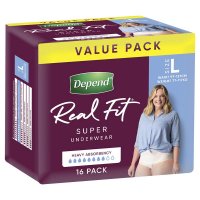 Depend Real Fit 女士贴身失禁内裤 超强吸收 大码 L 16条装