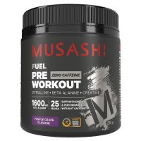 Musashi 武藏 Pre Workout Zero Caffeine 零咖啡因预训练粉 紫葡萄味 225g