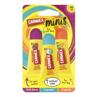 Carmex 迷你挤压管润唇膏 野莓/纸杯蛋糕/热带水果 3支装
