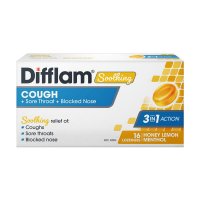 Difflam Soothing Cough + Sore Throat + Blocked Nose Honey Lemon 16 Lozenges