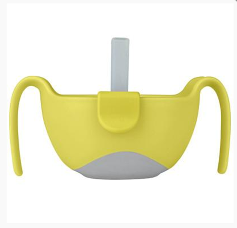 B.box 三合一双手柄吸管碗 便携/密封 240ml 柠檬黄撞灰色