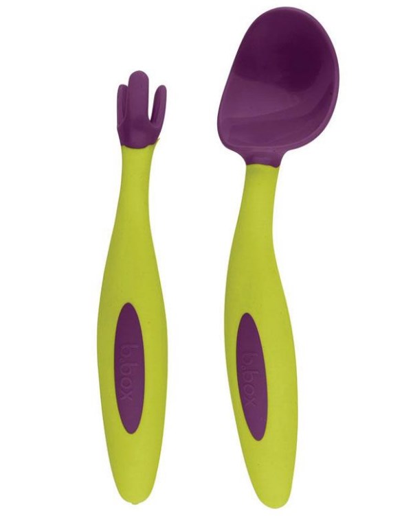 B.BOX宝宝便携式叉勺餐具套装 绿紫色