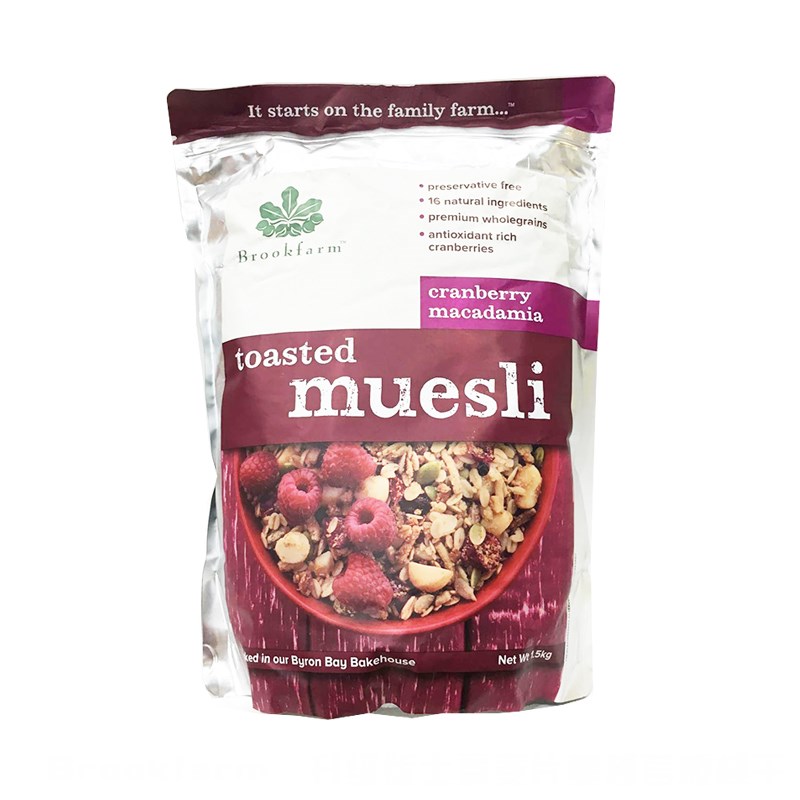 Brookfarm 树莓蔓越莓烘焙早餐坚果果干即食麦片 1.5kg（2021/07）原价$21.8