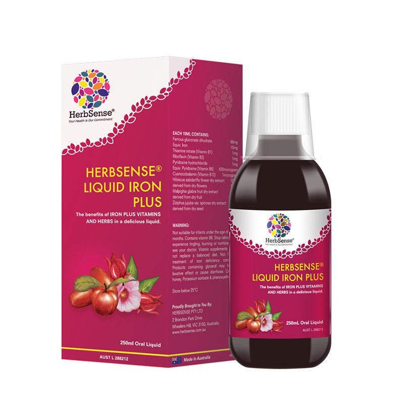 Herbsense liquid iron plus 贺柏圣 樱桃补铁元素口服液 250ml
