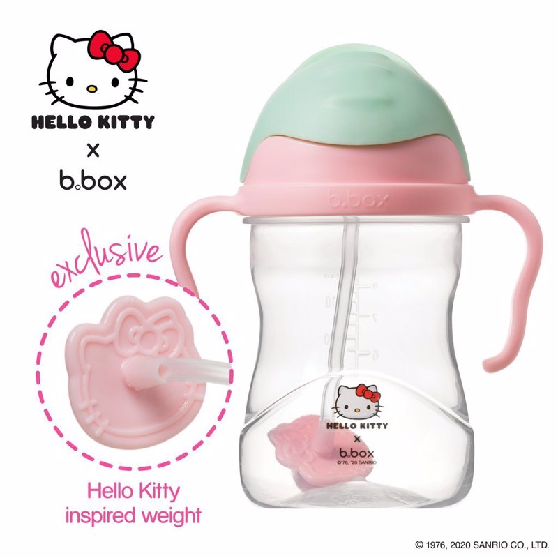 B.box Hello Kitty 棉花糖款 婴幼儿重力球吸管杯 防漏 240ml 粉绿色