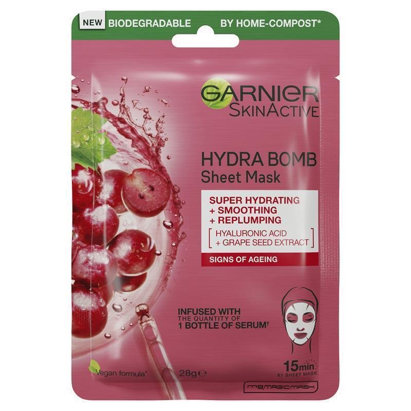 Garnier 卡尼尔 玻尿酸+葡萄籽抗龄片状面膜 (Hydra Bomb)