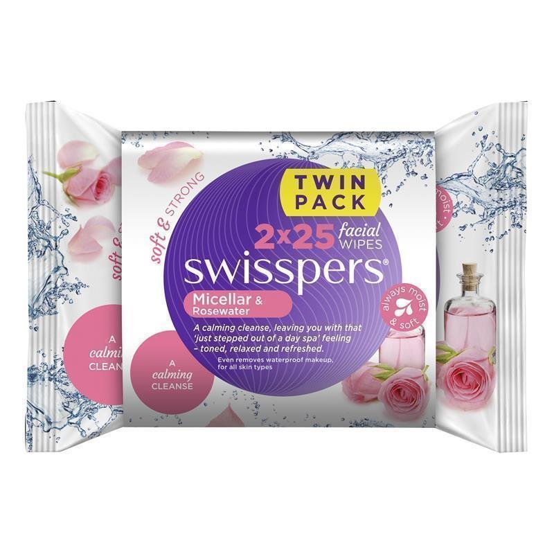 Swisspers 玫瑰水卸妆洁面湿巾 2x25片