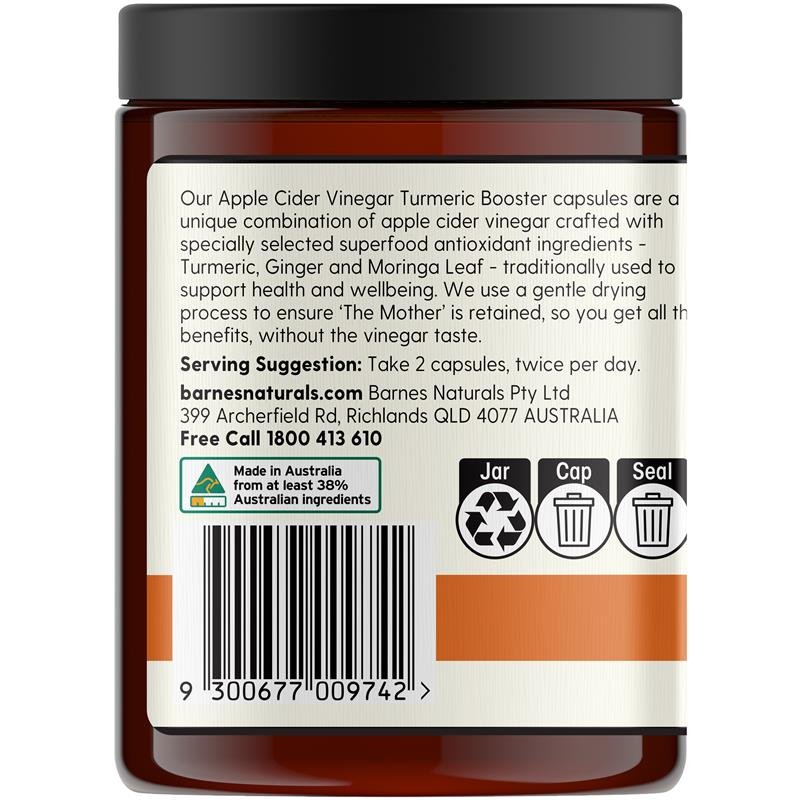 Barnes Naturals 苹果醋含醋母+姜黄 120粒