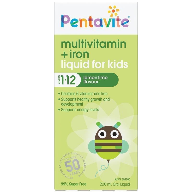 Pentavite 儿童复合维生素+铁口服液 柠檬青柠味 200ml