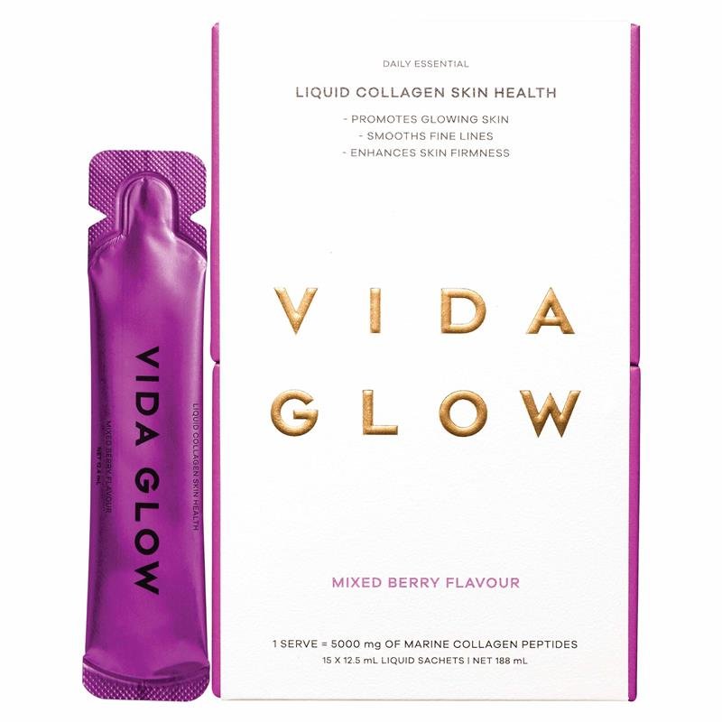 Vida Glow 液体胶原蛋白 肌肤健康 综合莓果 15x12.5ml 液体袋装