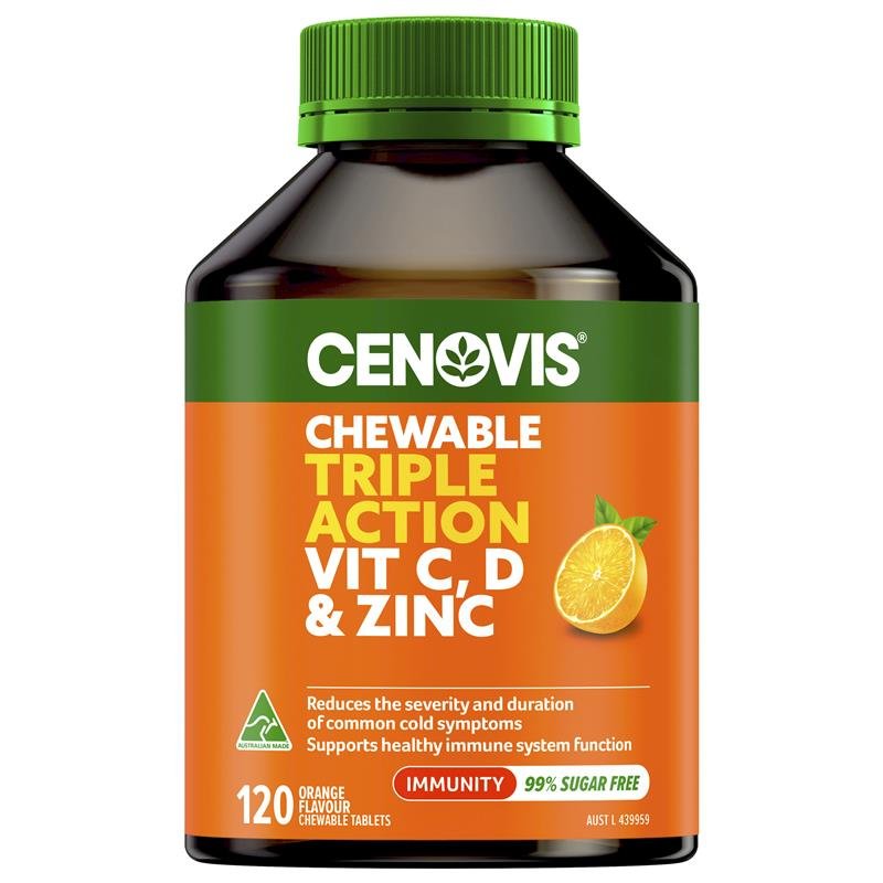 萃益维 Cenovis 三效咀嚼片 维C+维D+锌 120片