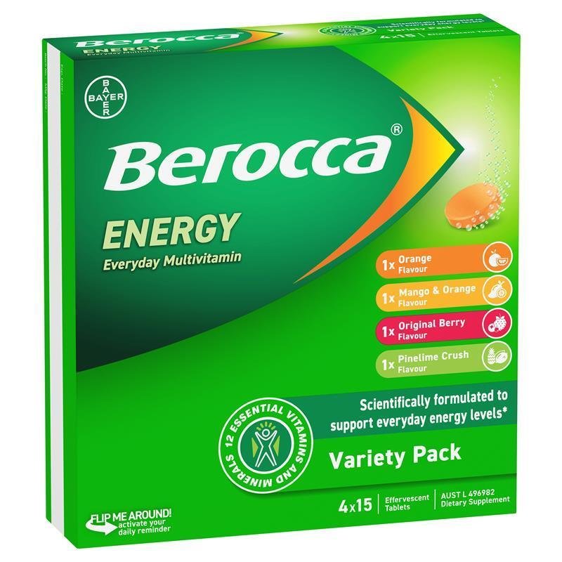 Berocca 维生素B族复合泡腾片 60片 (4×15混合口味装)