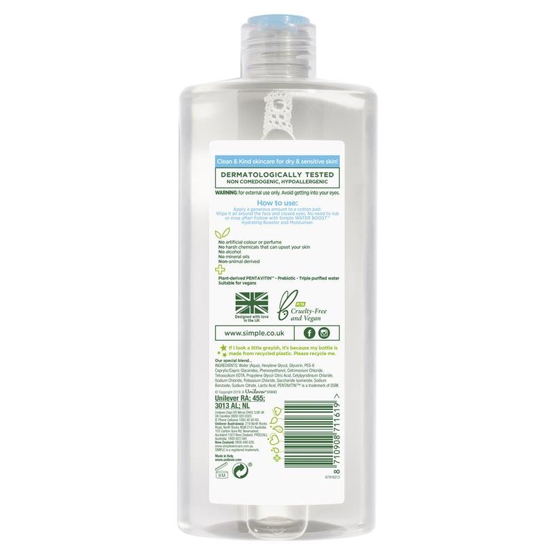 Simple 清妍 水润胶束卸妆洁面水 400ml