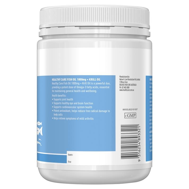Healthy Care Fish Oil 1000mg and Krill 400 Capsules