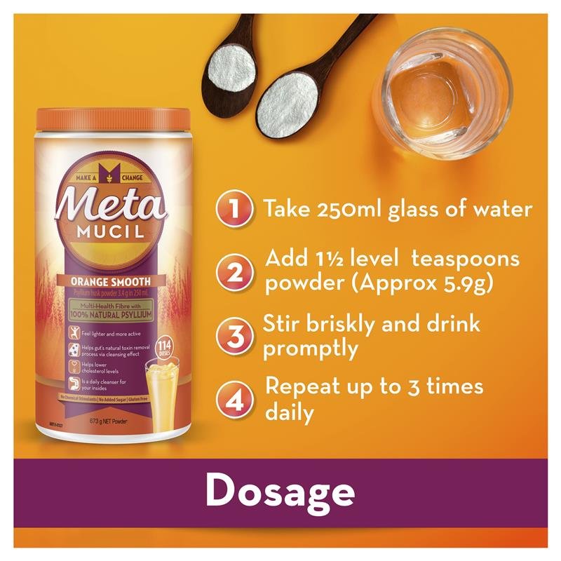 Metamucil Fibre Supplement Smooth Orange 114 Dose 673g