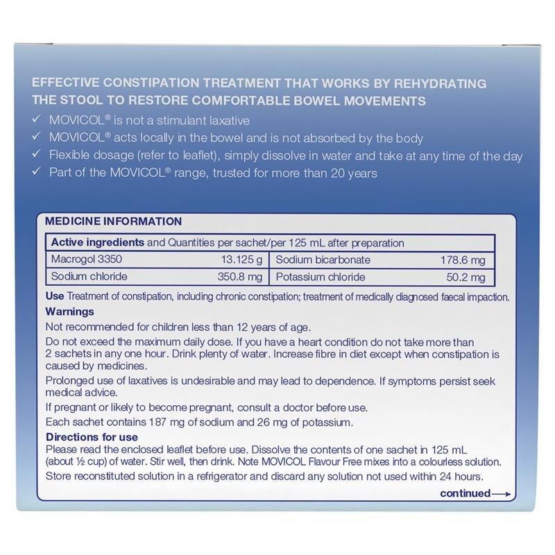 Movicol Adult Flavour Free 30 Sachets