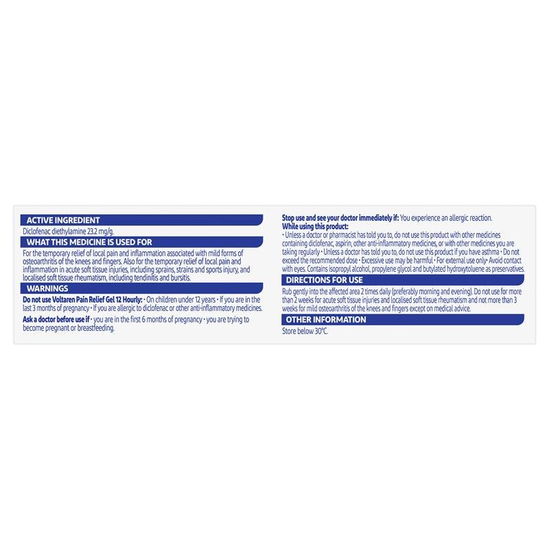 Voltaren Pain Relief Gel 12 Hourly 30g