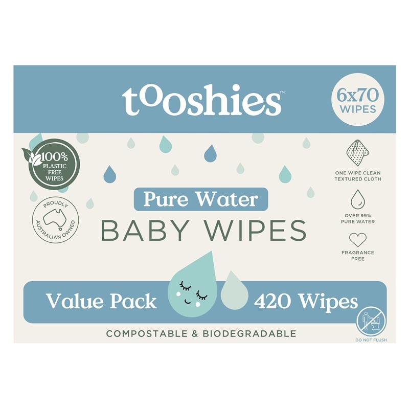 Tooshies 纯水竹纤维婴儿湿巾 6×70