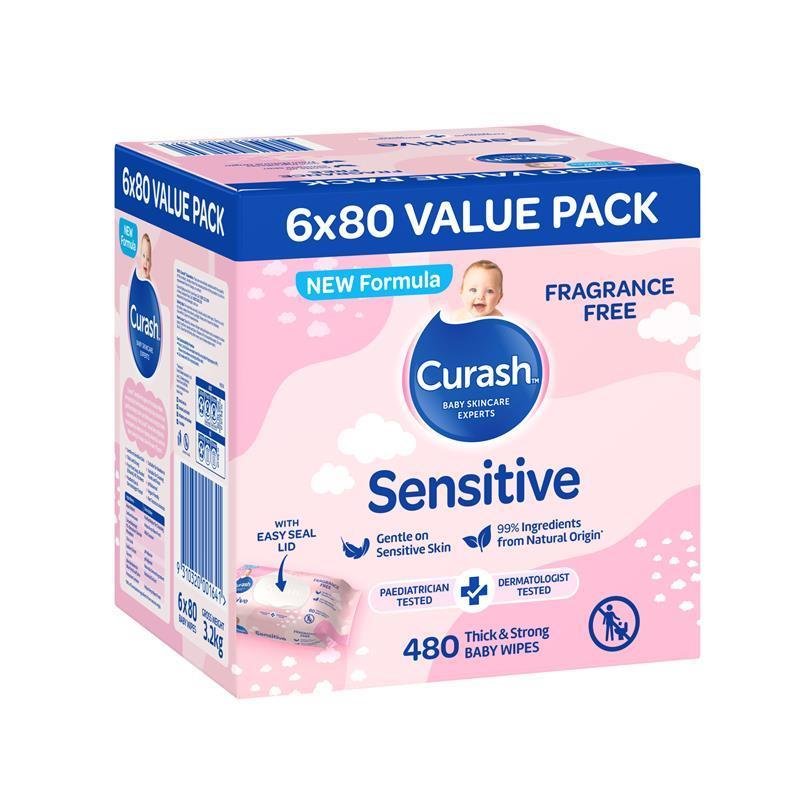 Curash 敏感肌婴儿湿巾 6×80 超值装