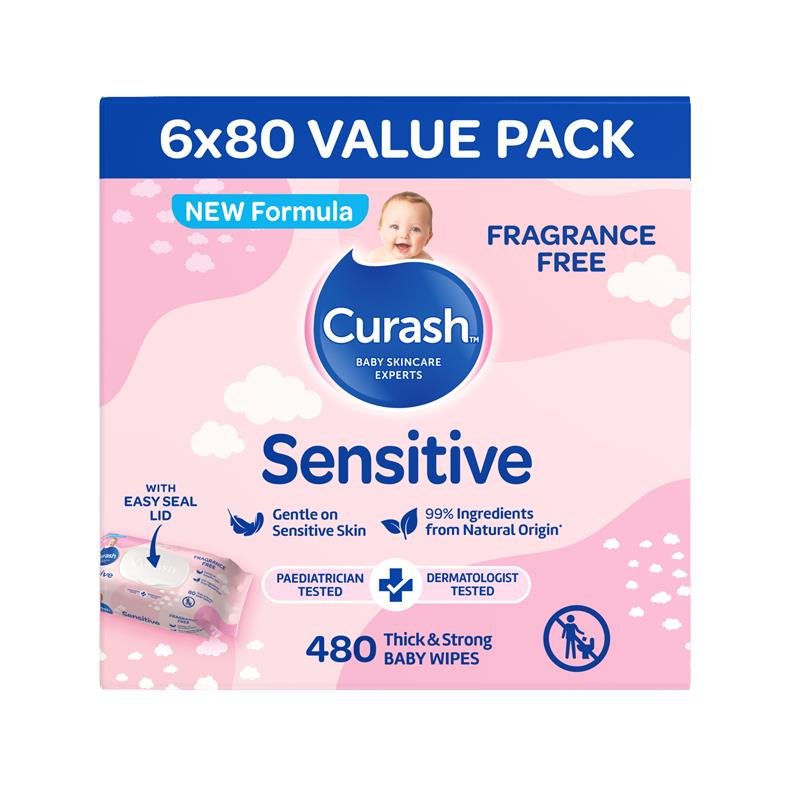 Curash 敏感肌婴儿湿巾 6×80 超值装