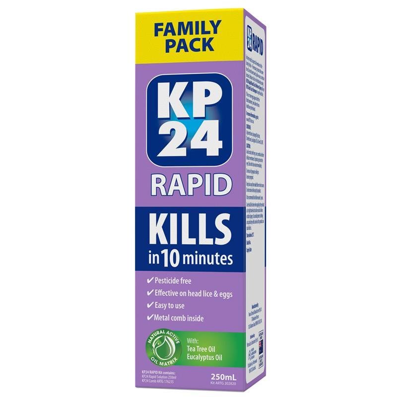 KP24 快速10分钟头虱灭虫液 250ml 附虱梳家庭装