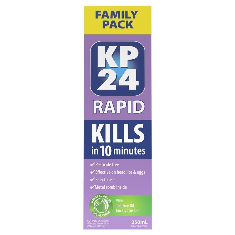 KP24 快速10分钟头虱灭虫液 250ml 附虱梳家庭装