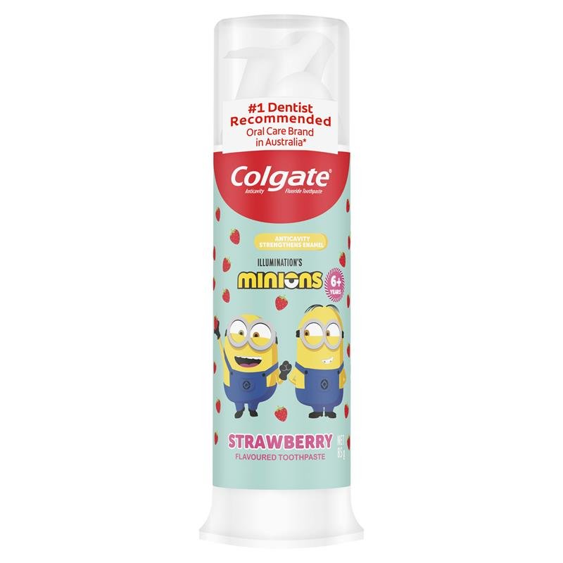 高露洁 Colgate 儿童小黄人草莓味牙膏 按压装 6岁+ 85g